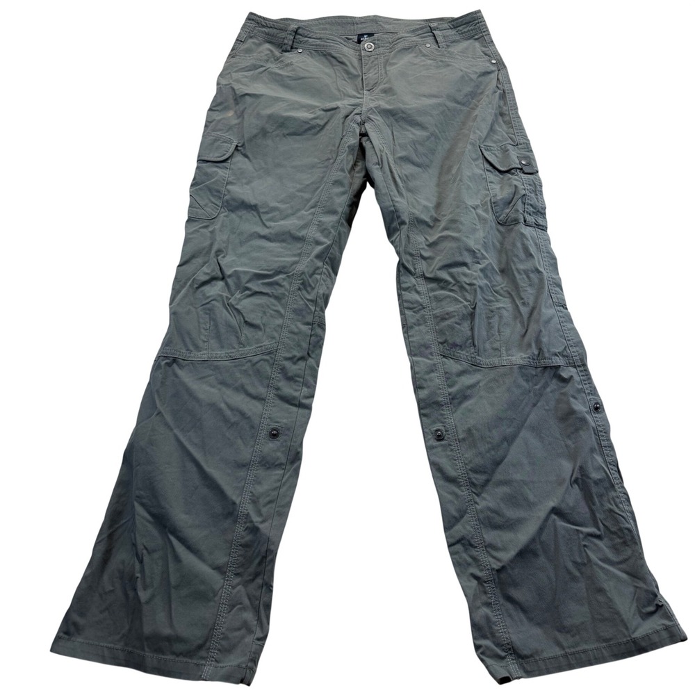 Kuhl Cargo Pants Women 16 REG Green Straight Leg Hiking Outdoor Utility Pocket